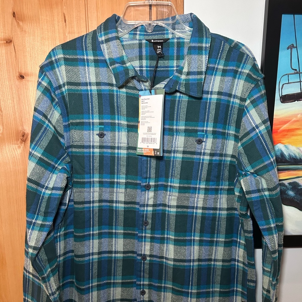 NWT Cotopaxi Mero Flannel Shirt Deep Ocean Plaid Medium